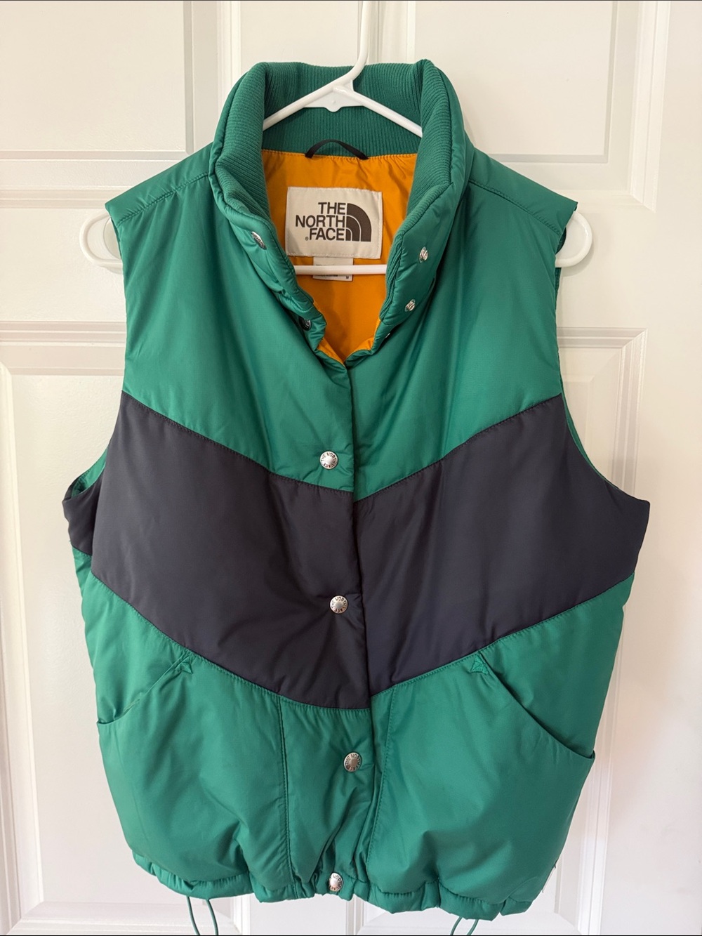 The North Face Green + Navy Puffer Vest